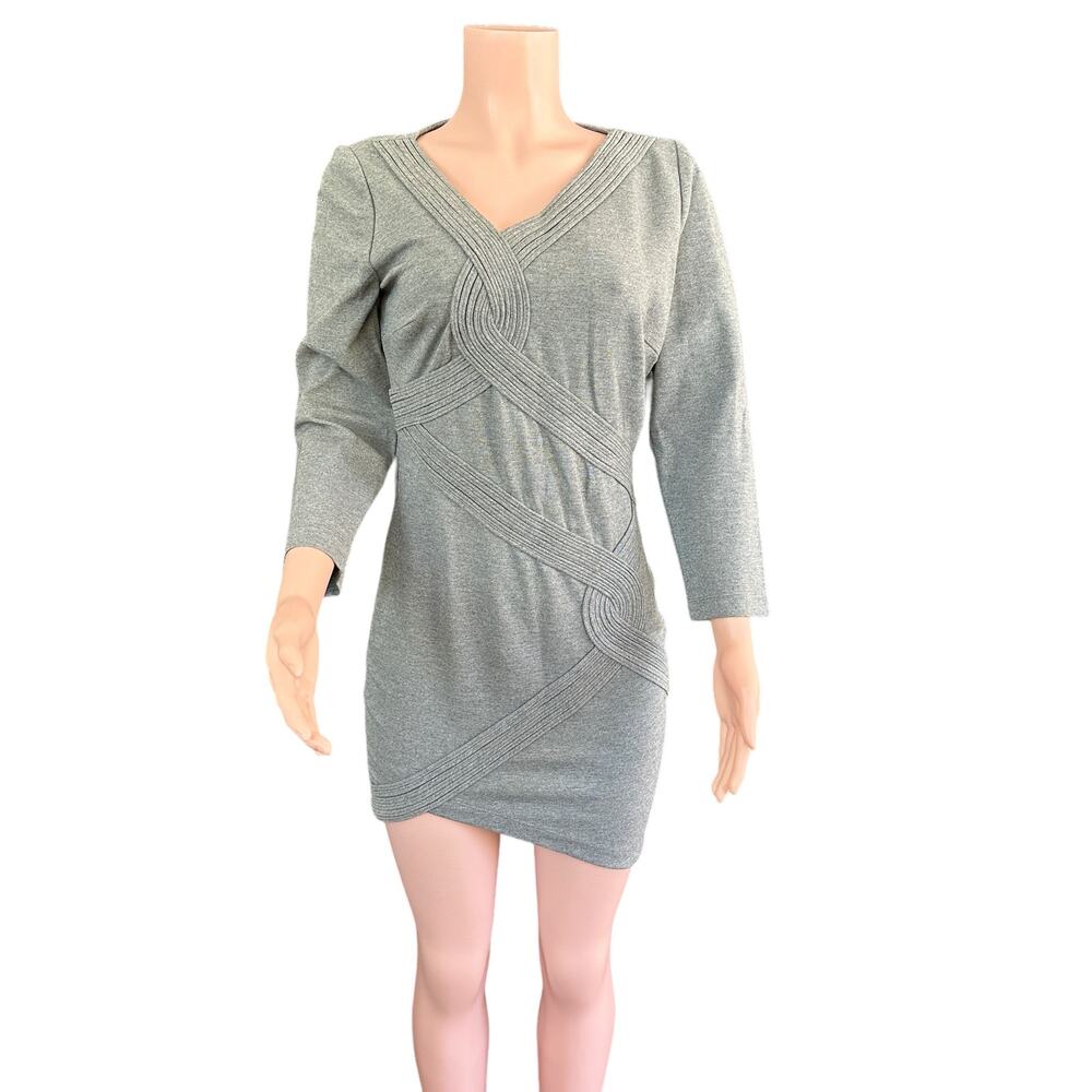Robert Rodriguez Grey Fitted Long Sleeve Mini Dress Size 10